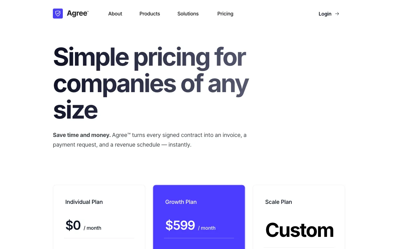 Agree.com — pricing page