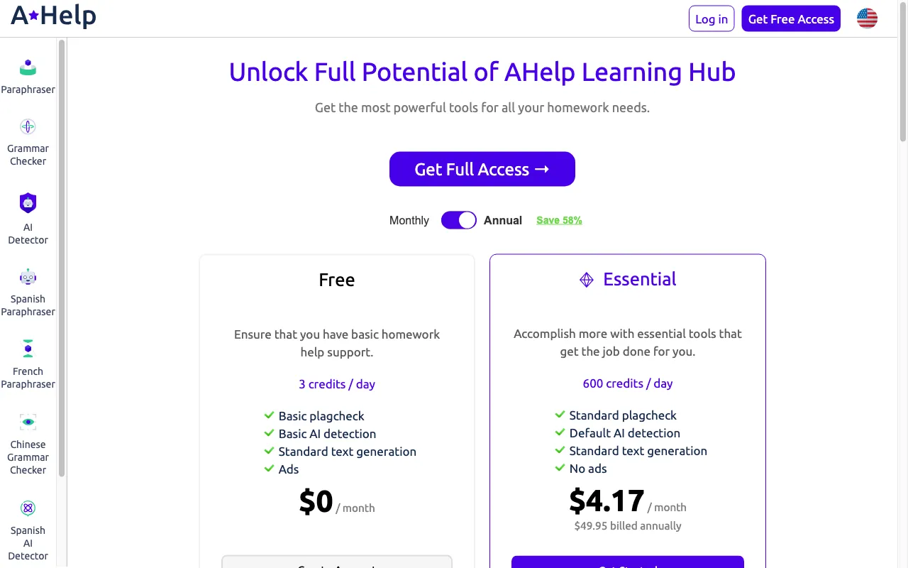 AHelp — pricing page