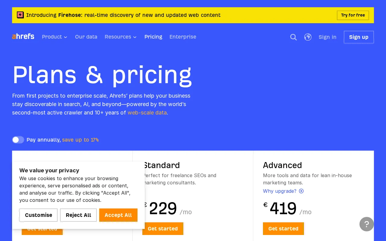 Ahrefs Plagiarism Checker — pricing page