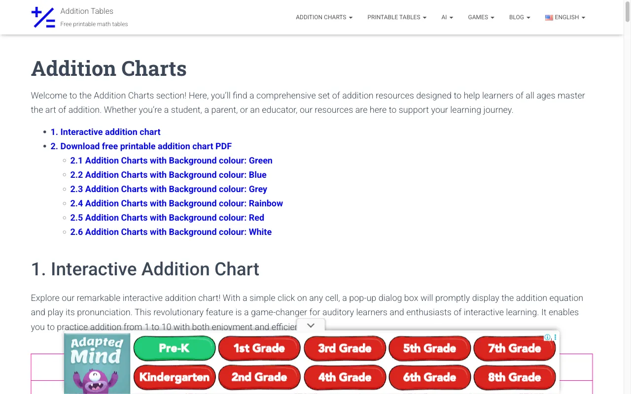 AI addition learning helper — preview screenshot