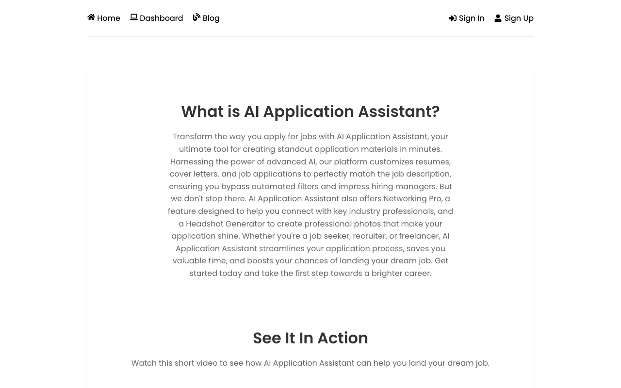 AI Application Assistant — pricing page