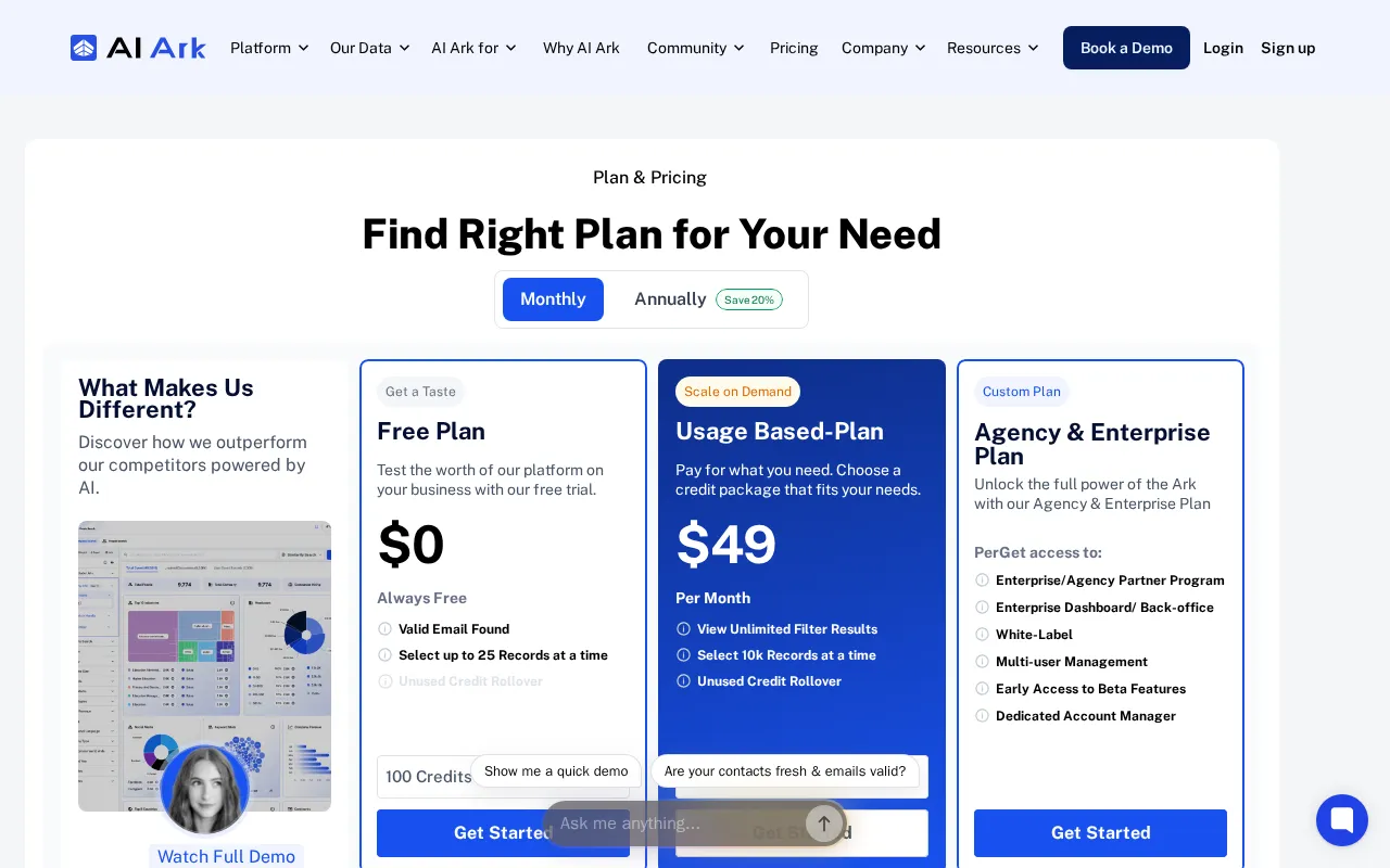 AI Ark — pricing page