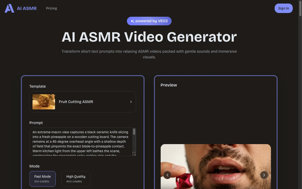 AI ASMR — preview screenshot
