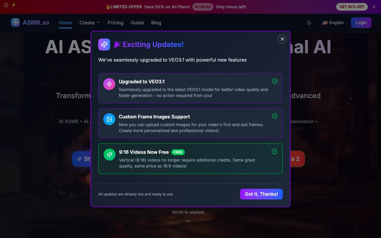 AI ASMR Videos — preview screenshot