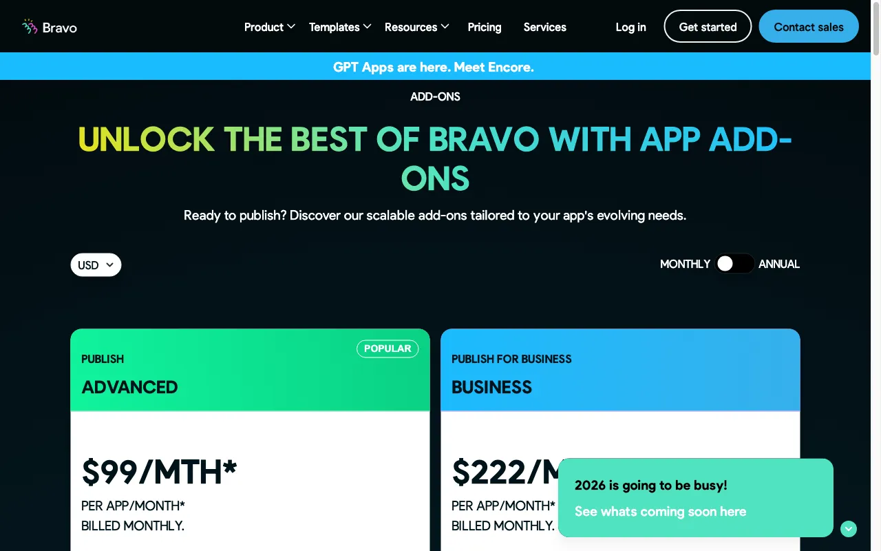 Bravo Studio — pricing page
