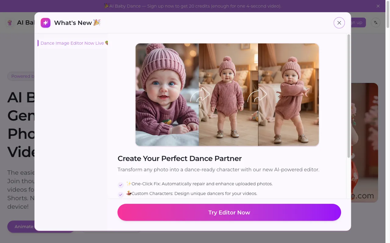 AI Baby Dance — preview screenshot