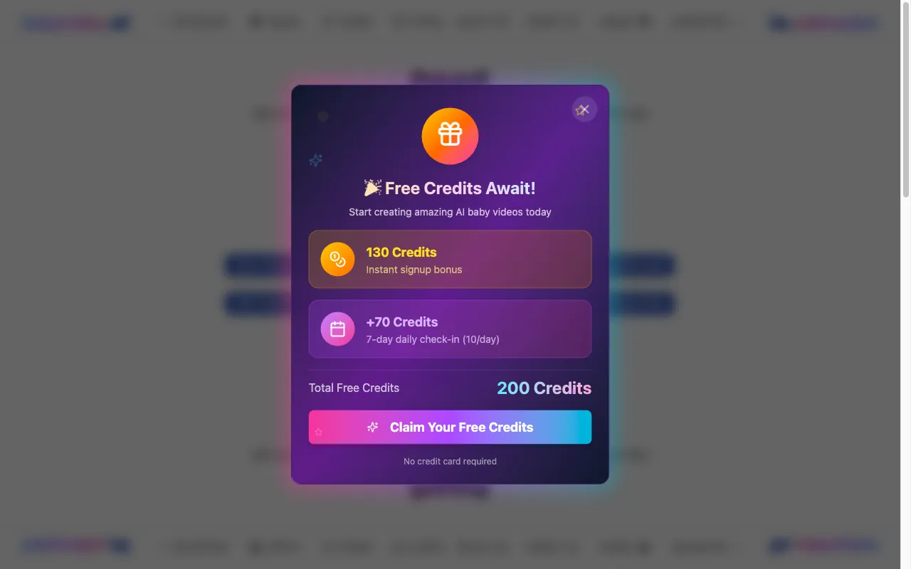 AI Baby Video — pricing page