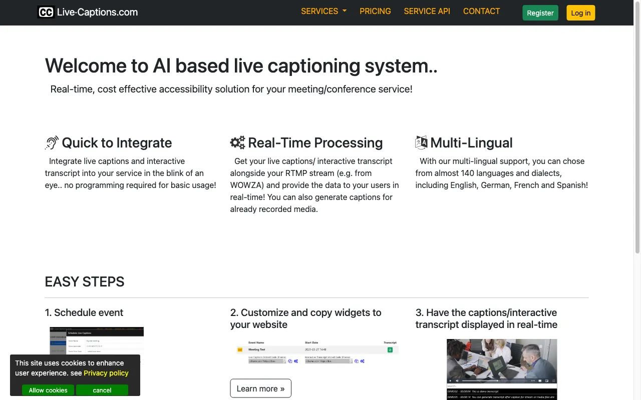 live-captions.com — preview screenshot