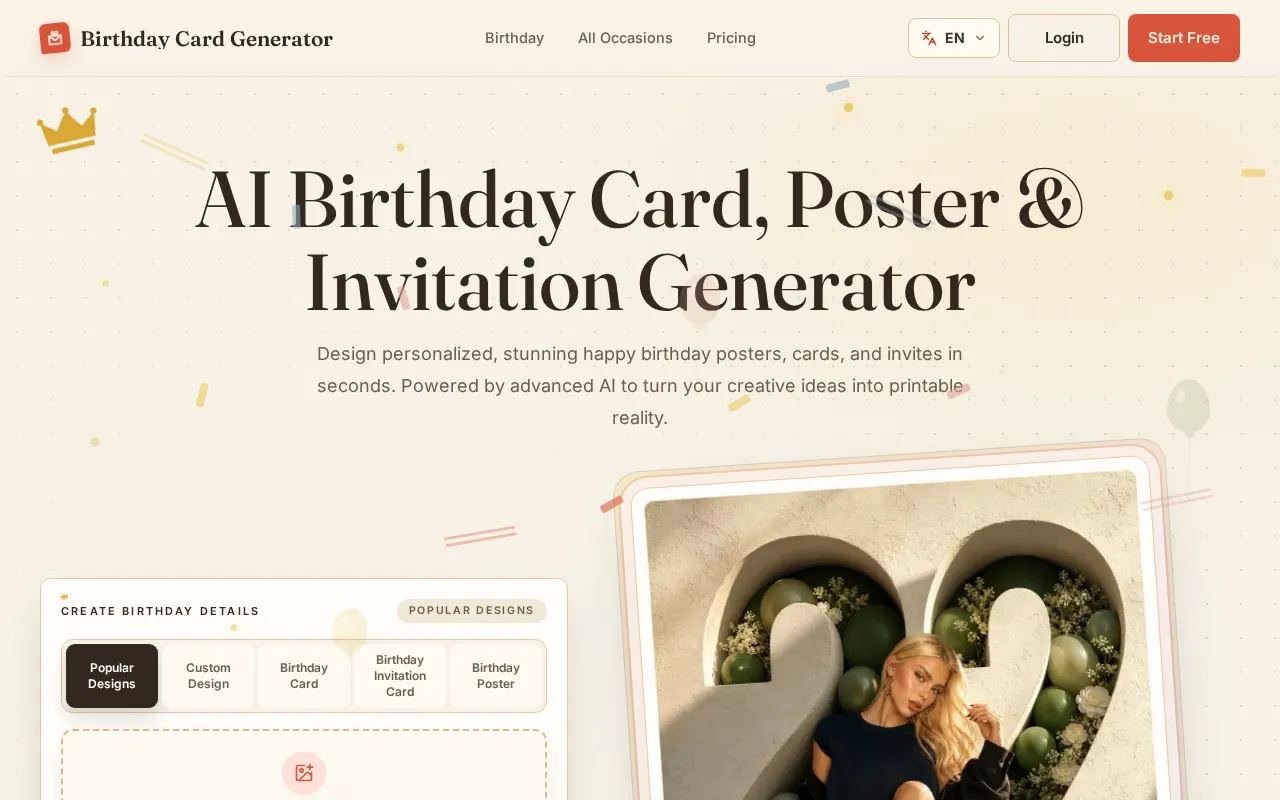 AI Birthday Card Generator — preview screenshot