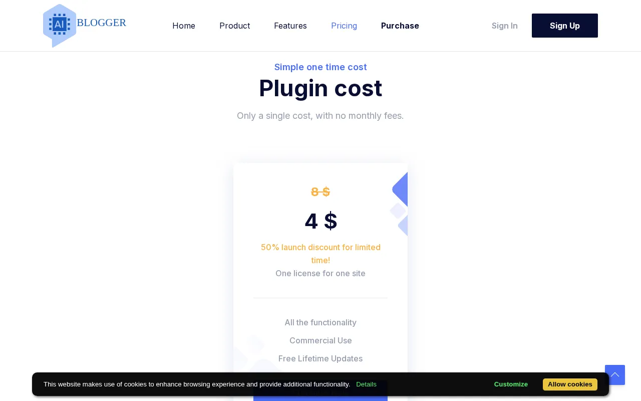 AI Blogger — pricing page