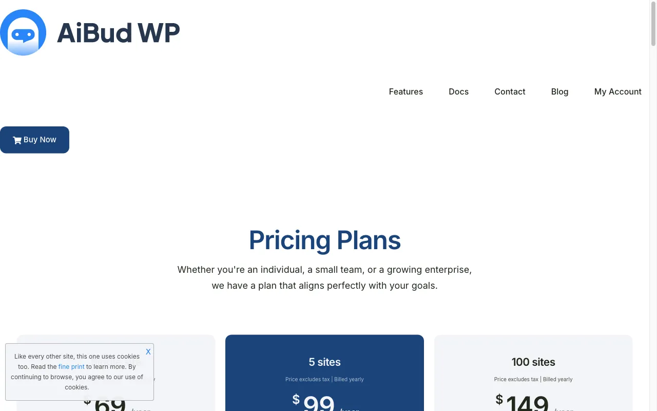 Ai Bud WP — pricing page