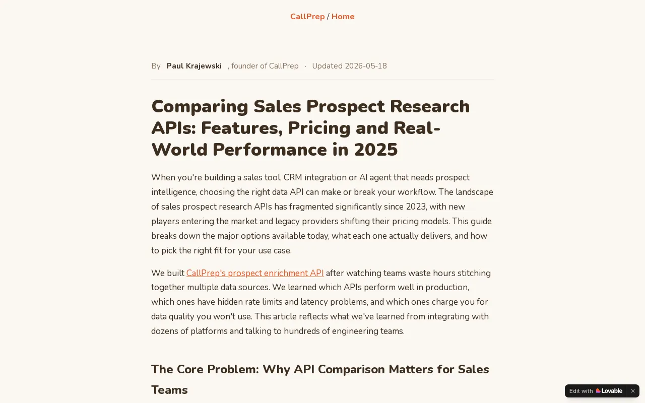 CallPrep — pricing page