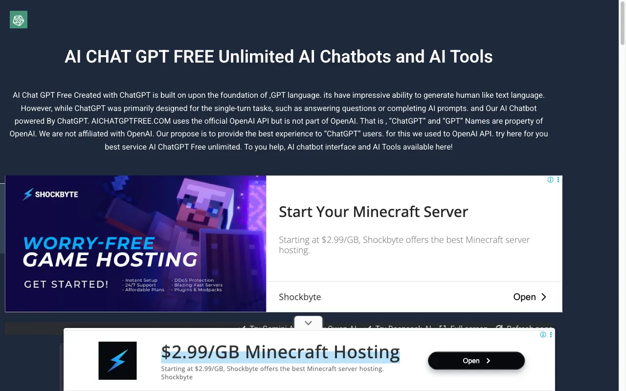 AI ChatGPT Free AI Chat and AI Tools — preview screenshot