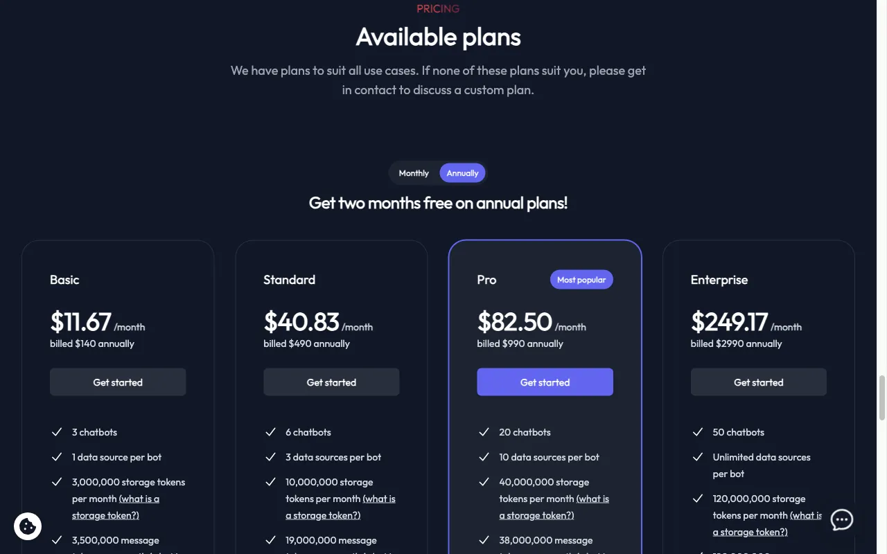 Chat Thing — pricing page