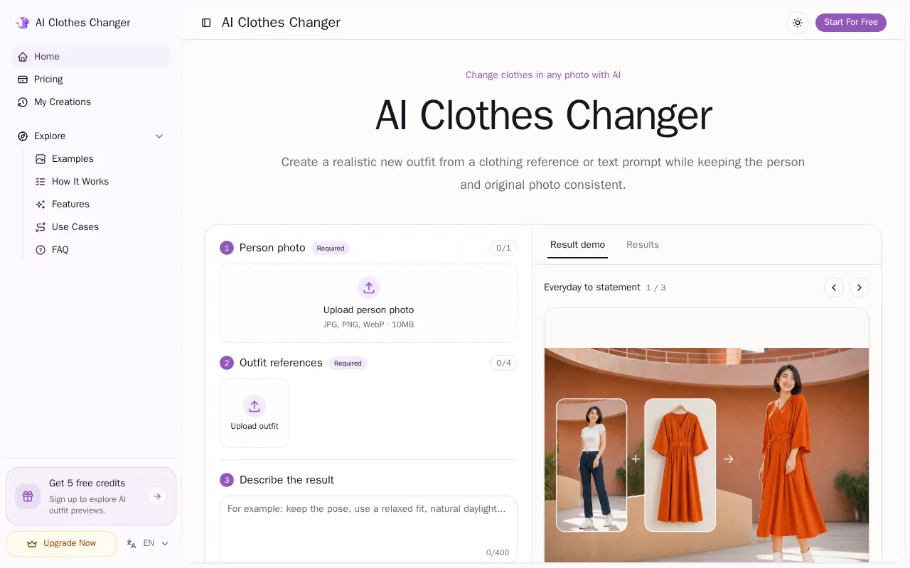 AI Clothes Changer — preview screenshot