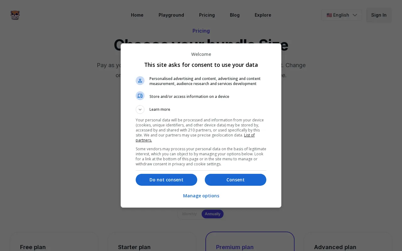 AI Comic Factory — pricing page