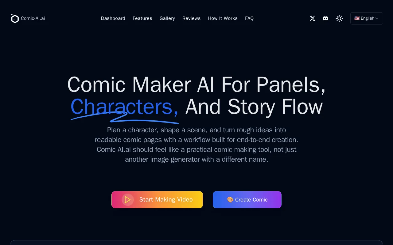 AI Comic Generator - Create Comics & Anime Videos Free | Comic AI — preview screenshot