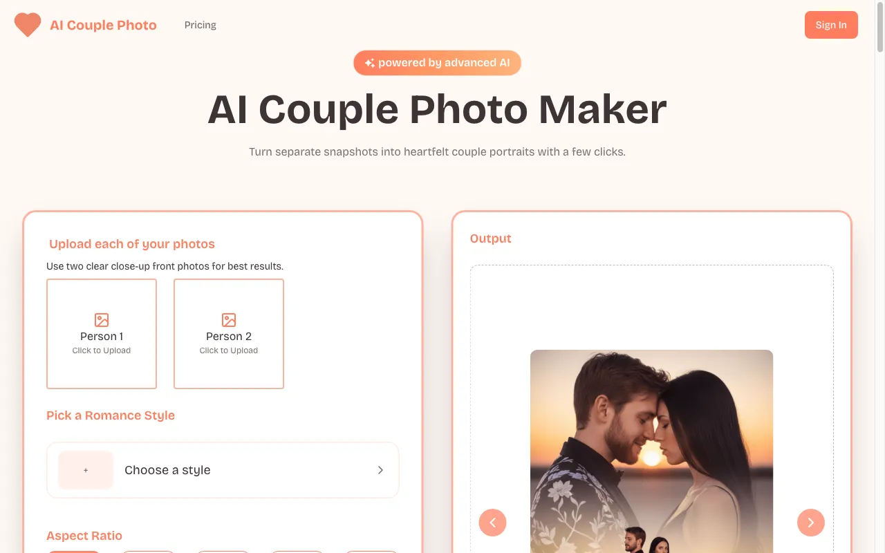 AI Couple Photo — preview screenshot
