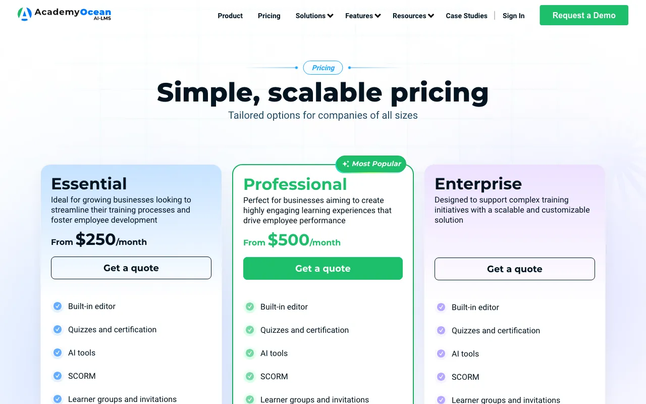 AI Course Creator — pricing page