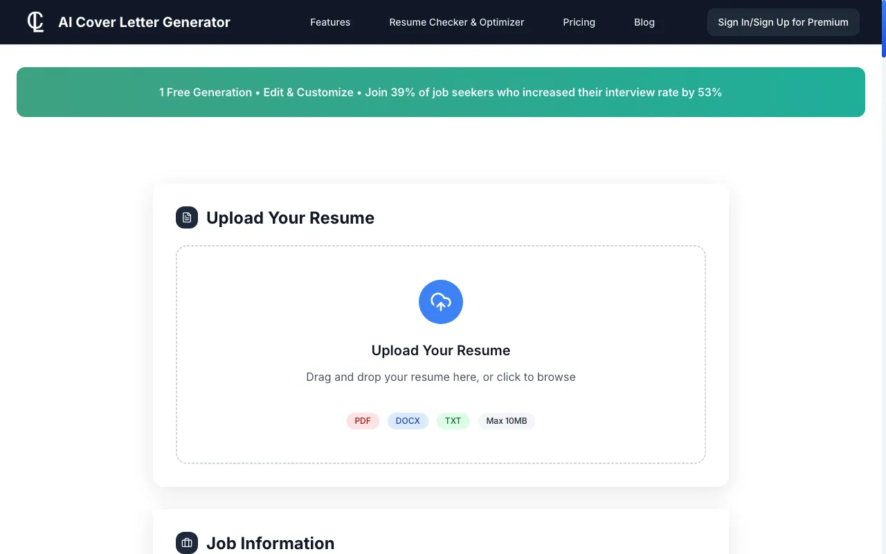 AI Cover Letter Generator — preview screenshot