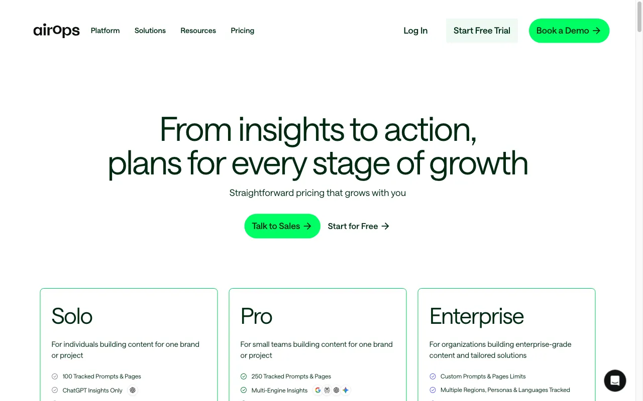 AirOps — pricing page