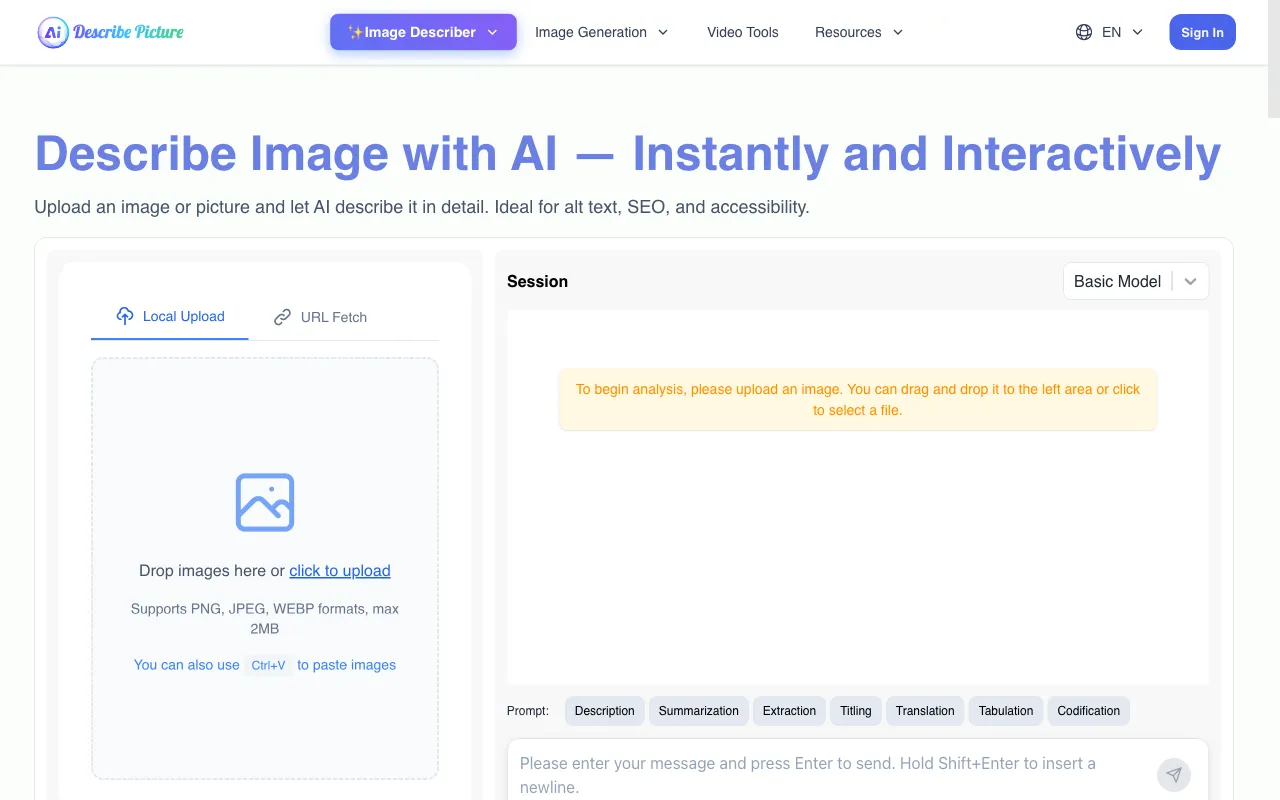 AI Describe Picture — preview screenshot
