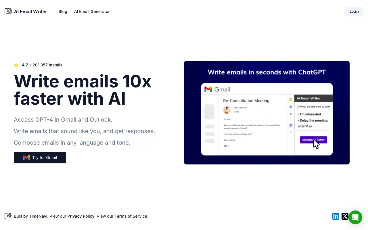 AI Email Writer for Gmail — preview screenshot