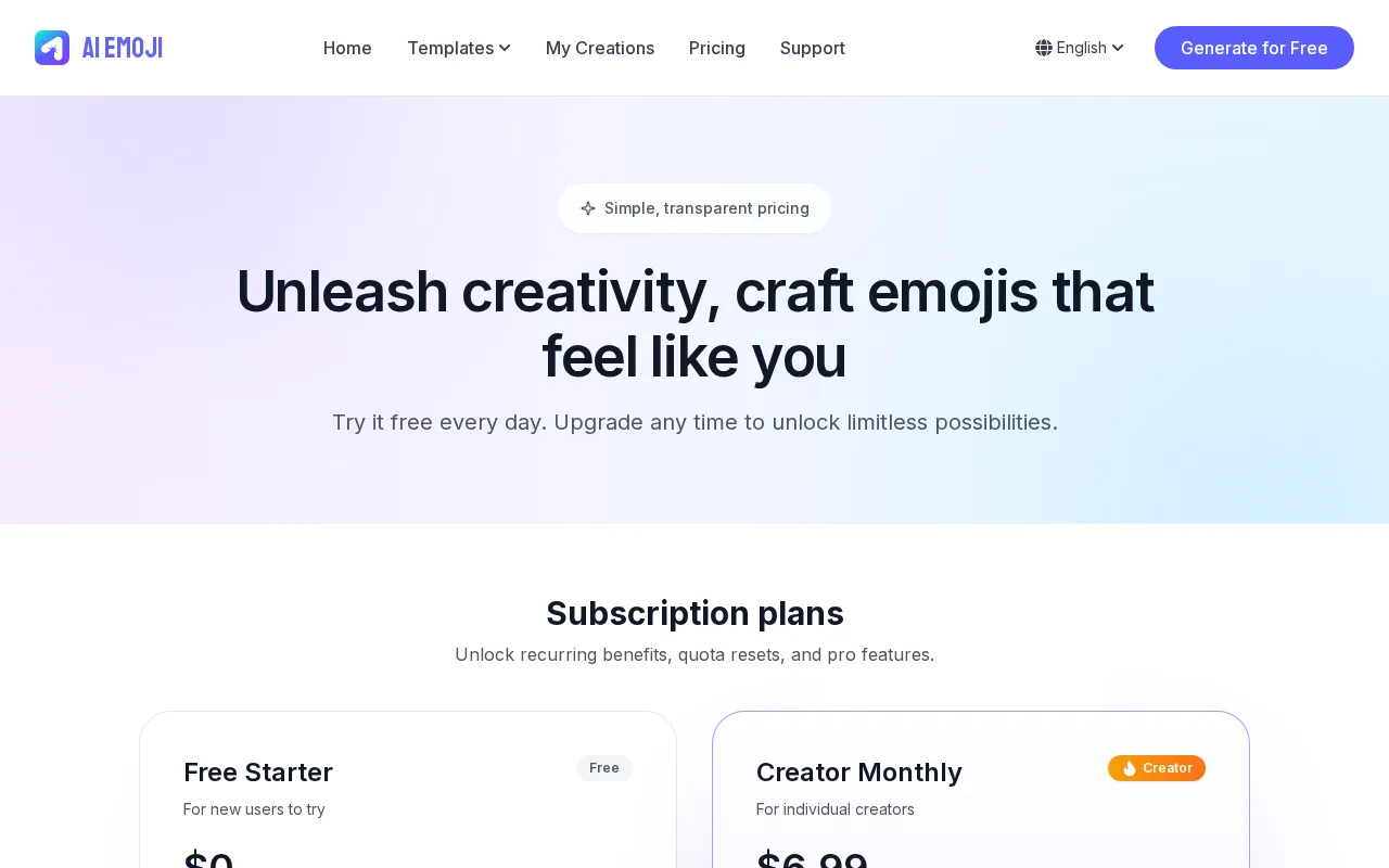 AI Emoji — pricing page