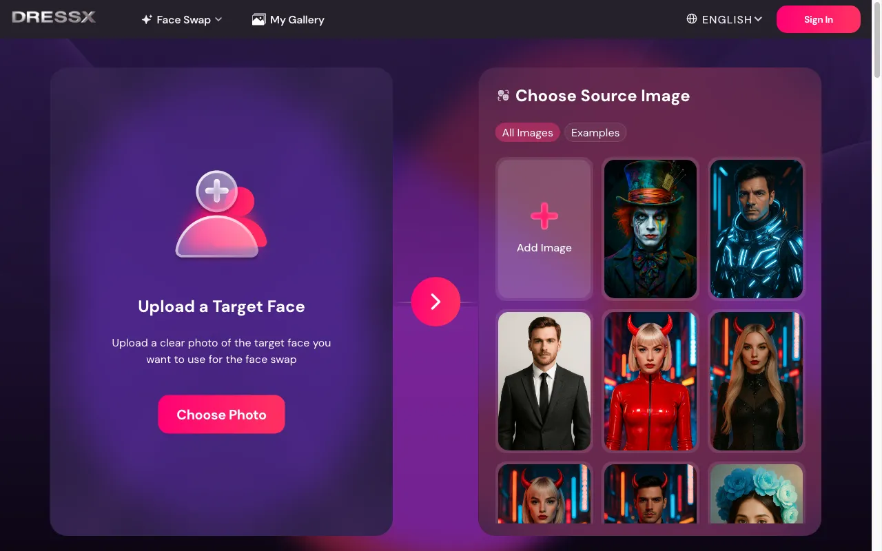 AI Face Swap by DRESSXME.com — preview screenshot