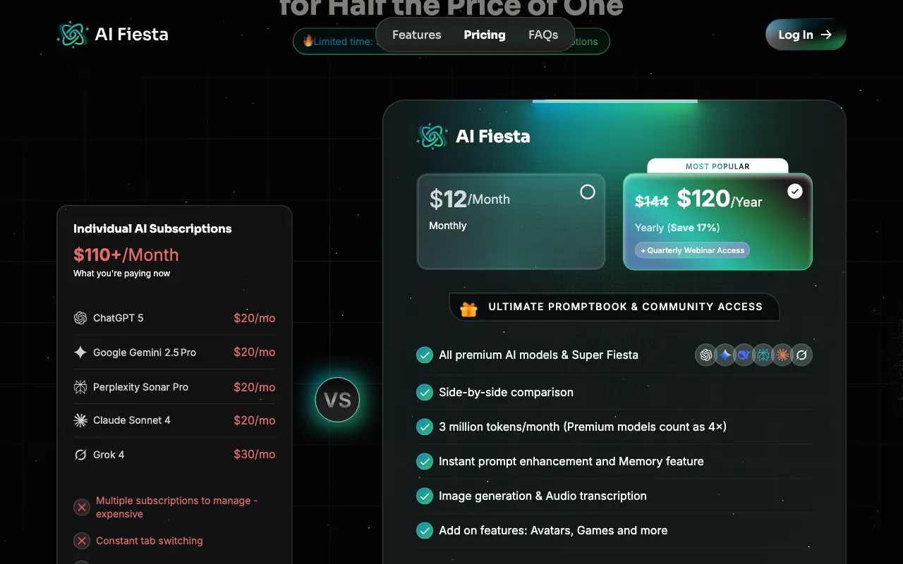 AI Fiesta — pricing page