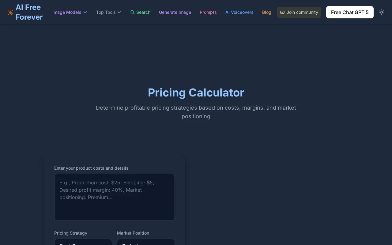 AI Free Forever — pricing page