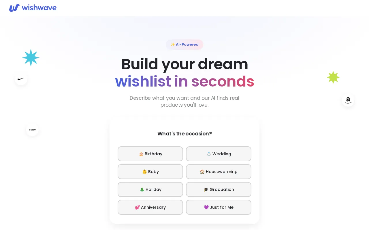 AI gift finder by wishwave — preview screenshot