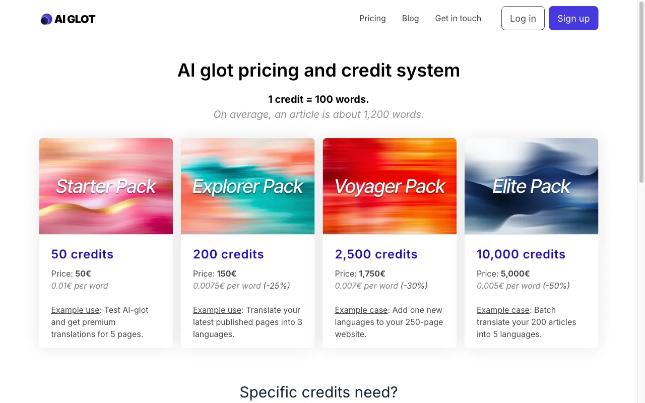 AI glot — pricing page