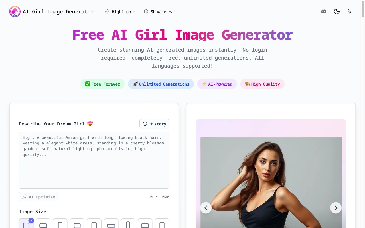 AI Gril Generator — preview screenshot
