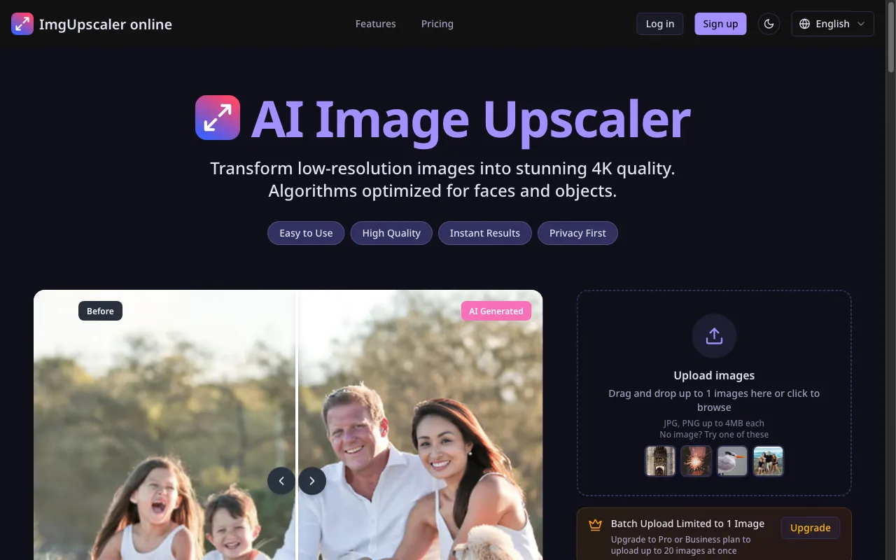 ImgUpscaler online — preview screenshot