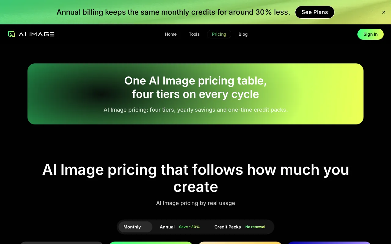 AI Image — pricing page