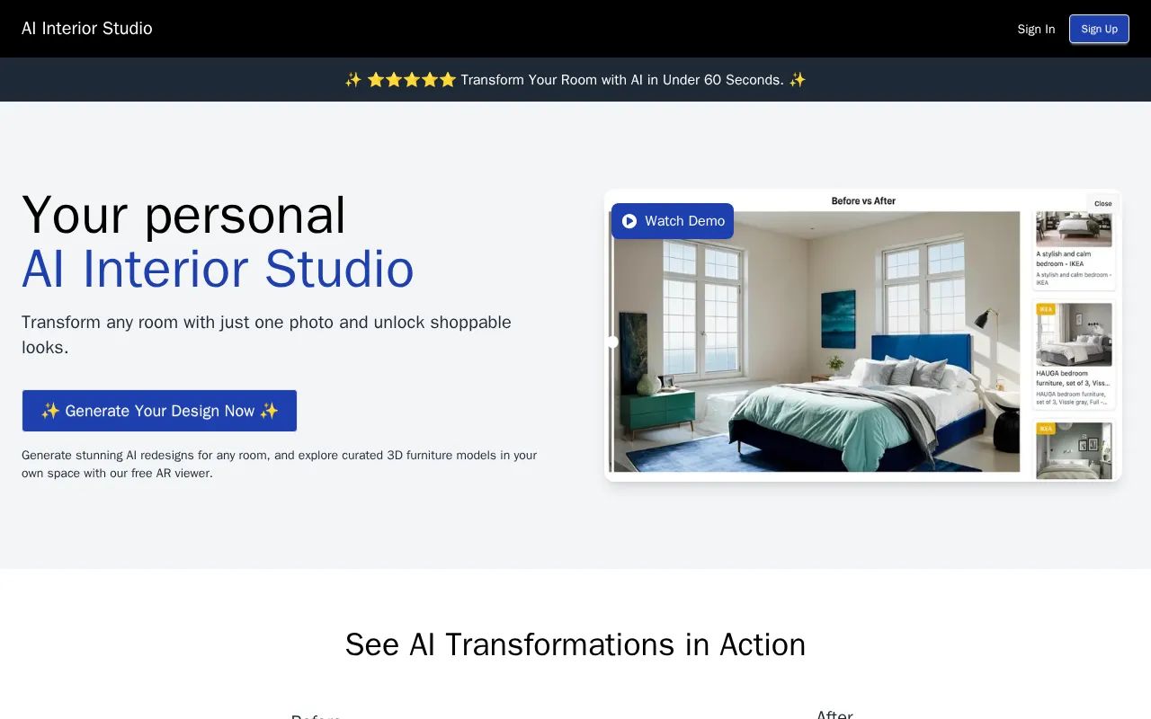 AI Interior Studio — preview screenshot
