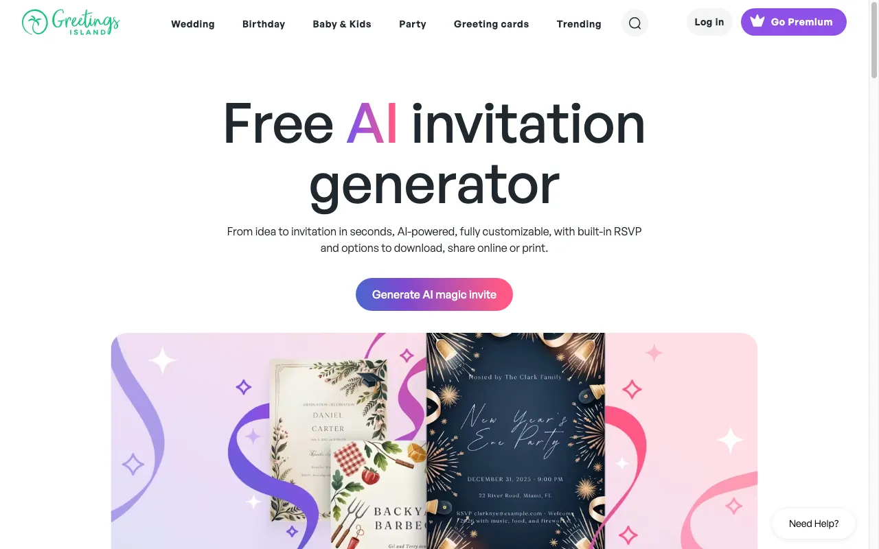 AI invitation generator — preview screenshot