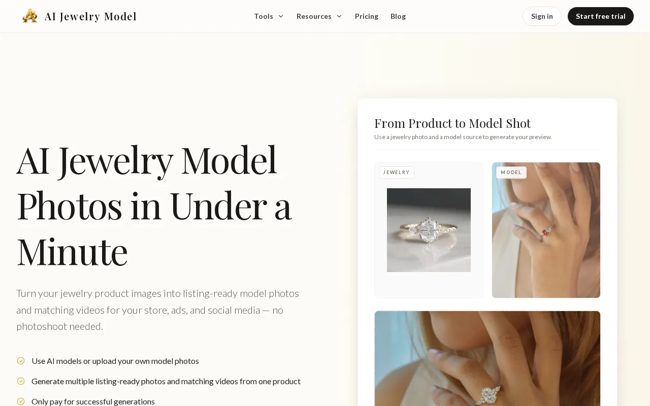 AI Jewelry Model — preview screenshot