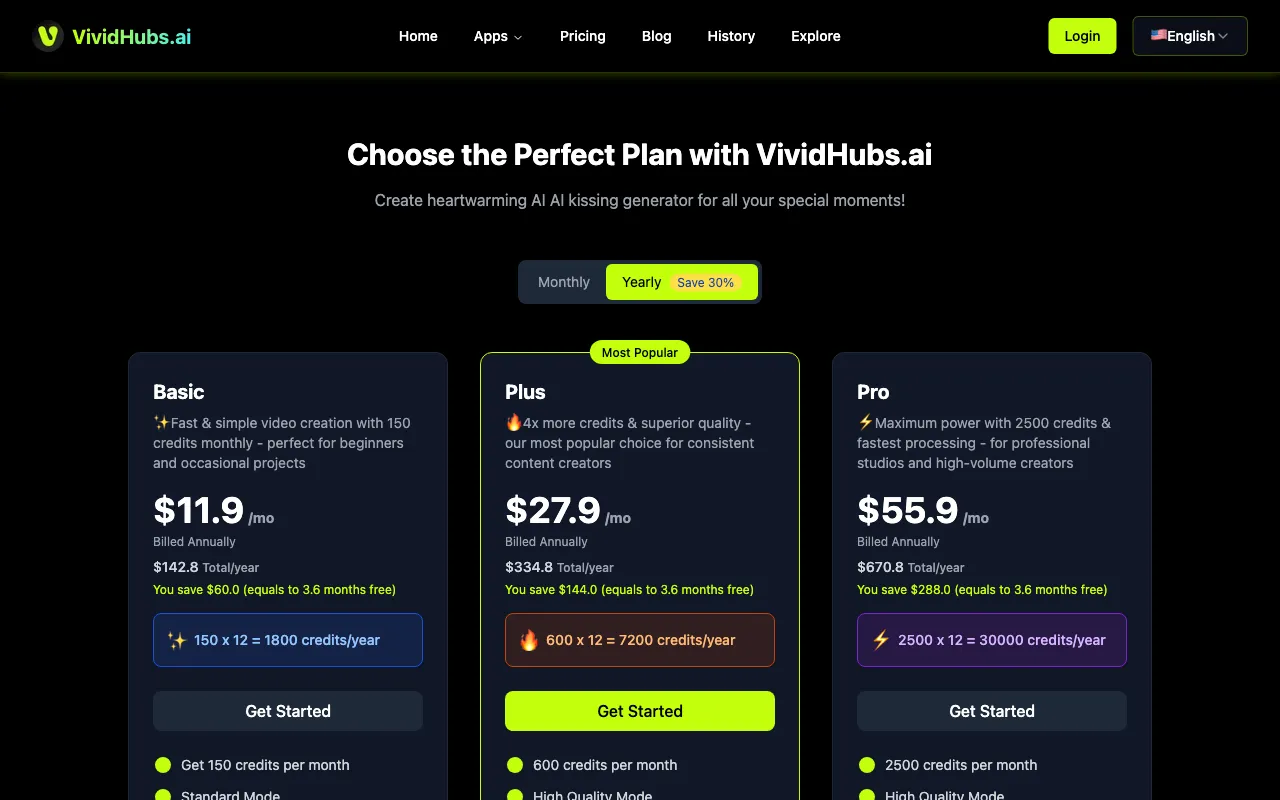 VividHubs.ai — pricing page