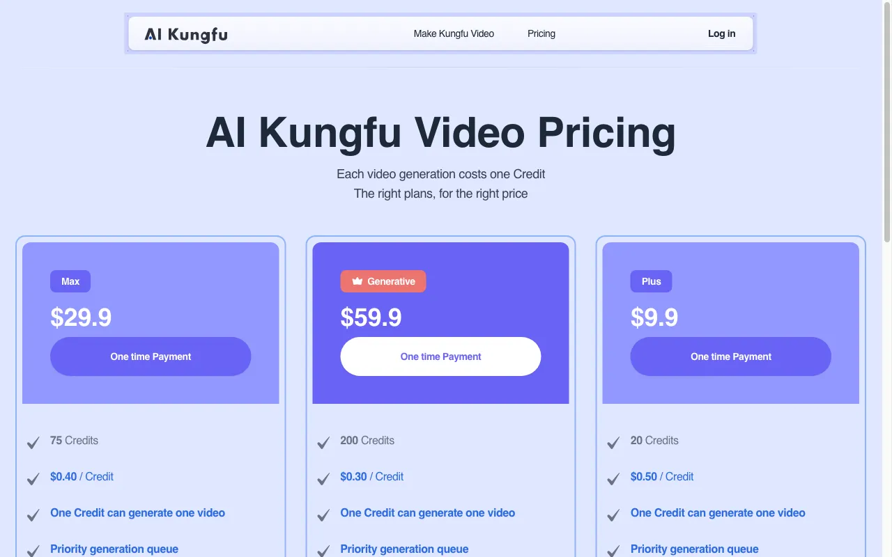 aikungfu.app — pricing page