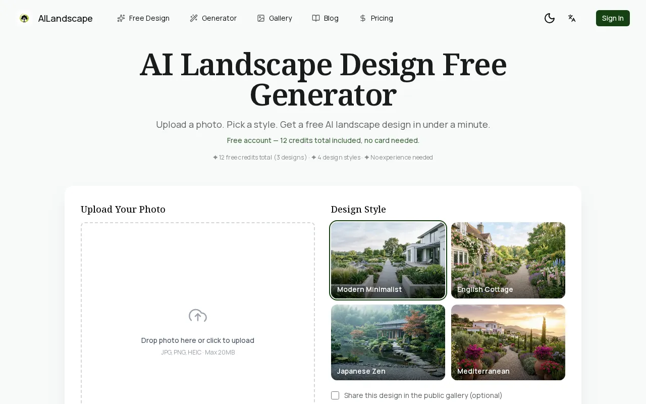 AI Landscape Garden — preview screenshot