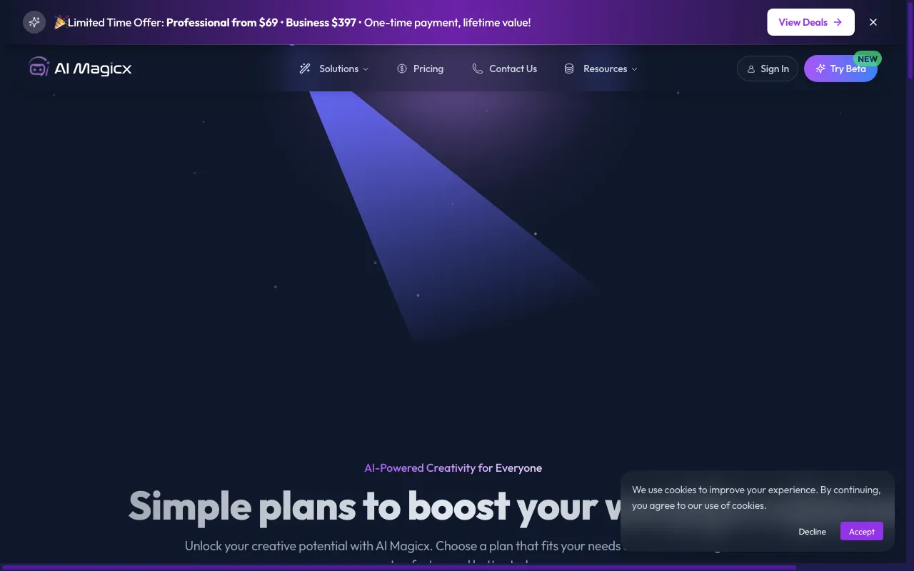 AI Magicx — pricing page