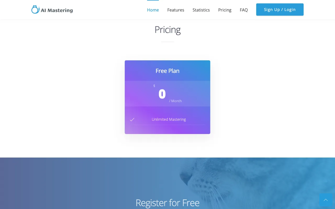AI Mastering — pricing page