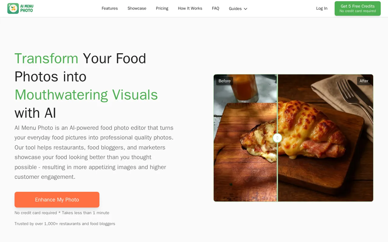 AI Menu Photo — pricing page