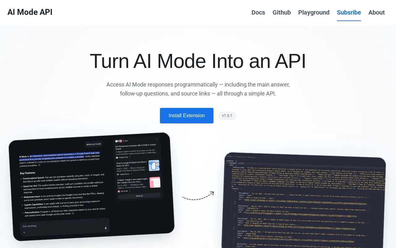 AI Mode API — preview screenshot