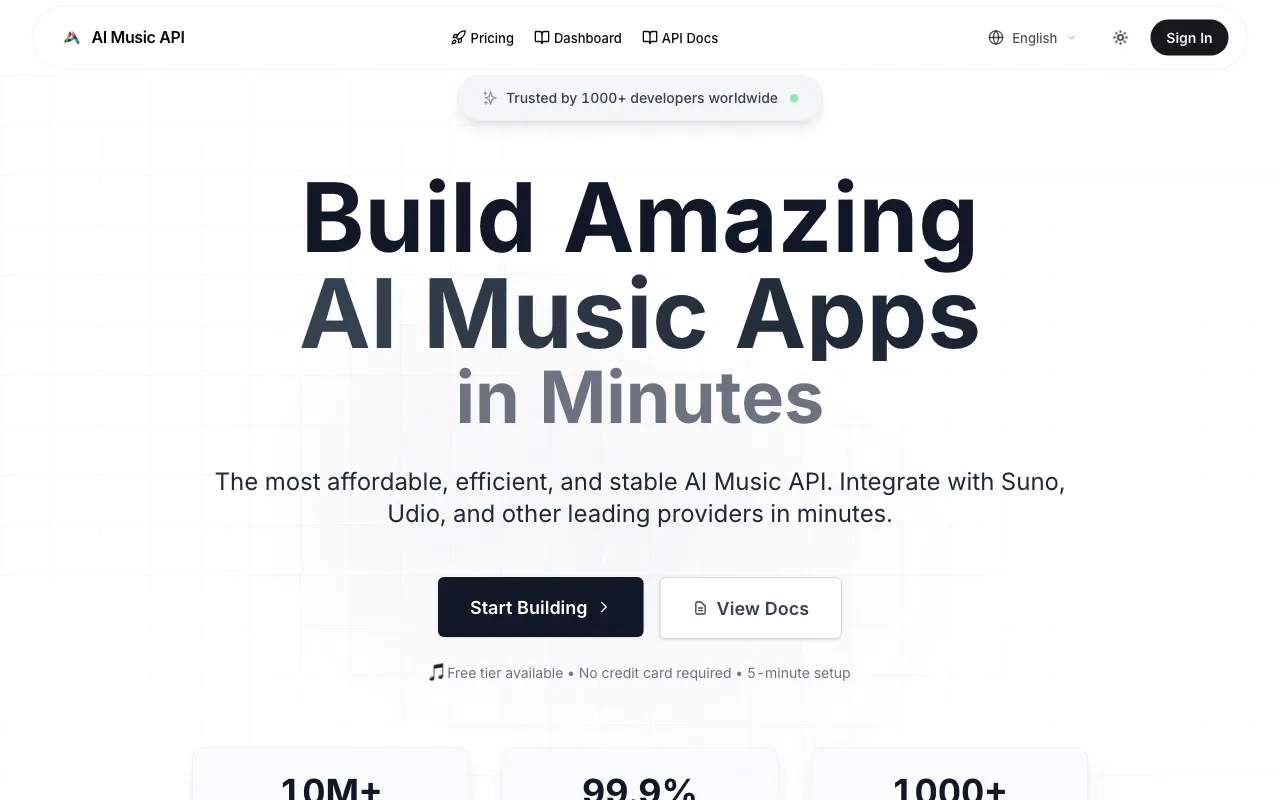 AI Music API, Free Cheap AI Music — preview screenshot