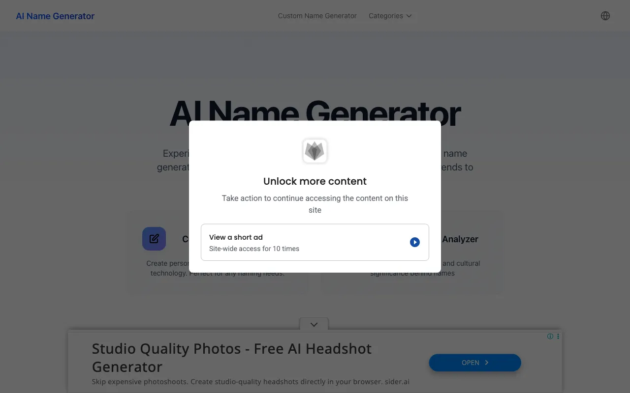 AI Names Generator — preview screenshot