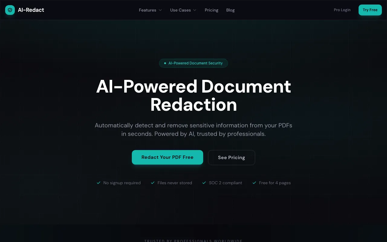 AI PDF redaction tool App — preview screenshot