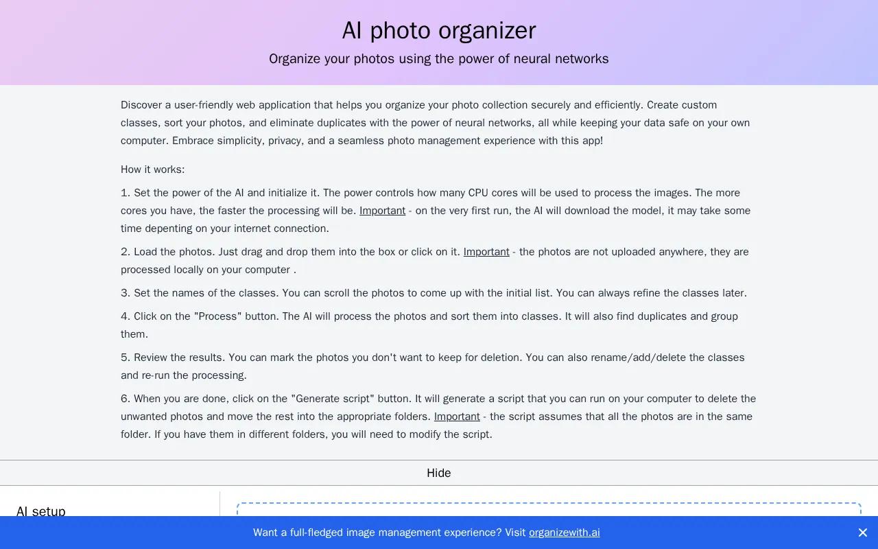 AI photo sorter — preview screenshot